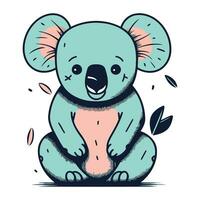 schattig tekenfilm koala zittend Aan de grond. vector illustratie.