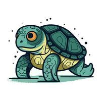 vector illustratie van een schattig tekenfilm schildpad Aan een wit achtergrond. geïsoleerd.