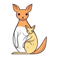 kangoeroe en baby kangoeroe. vector illustratie in tekenfilm stijl.