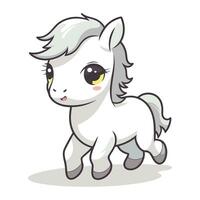 schattig wit pony karakter tekenfilm vector illustratie. schattig pony dier.