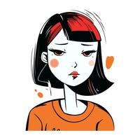 vector illustratie van een meisje met rood haar- in een vlak stijl.