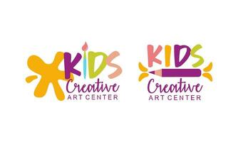 kinderen creatief en wetenschap klasse sjabloon promotionele logo vector