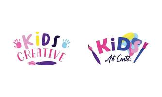 kinderen creatief en wetenschap klasse sjabloon promotionele logo vector