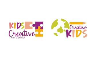 kinderen creatief en wetenschap klasse sjabloon promotionele logo vector
