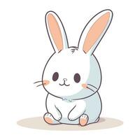 schattig weinig konijn met uitdrukking van geluk en vreugde. vector illustratie