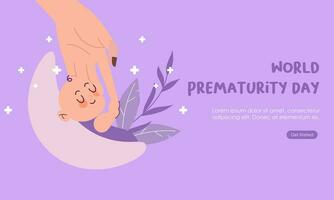 wereld prematuriteit dag horizontaal banier sjabloon vector