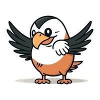 schattig tekenfilm pinguïn met Vleugels. vector illustratie geïsoleerd Aan wit achtergrond.