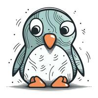 schattig tekenfilm pinguïn. hand- getrokken vector illustratie geïsoleerd Aan wit achtergrond.