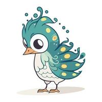 schattig tekenfilm blauw vogel Aan een wit achtergrond. vector illustratie.