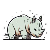 schattig neushoorn vector illustratie geïsoleerd Aan wit achtergrond.