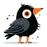 schattig zwart vogel. vector illustratie geïsoleerd Aan een wit achtergrond.