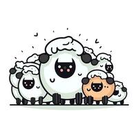 schattig schapen familie. schattig tekenfilm schapen karakters. vector illustratie.