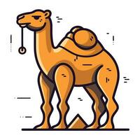 kameel. vector illustratie in dun lijn stijl. schattig kameel.