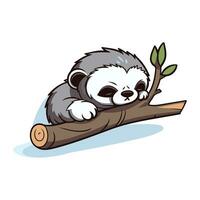 schattig panda slapen Aan een boom Afdeling. vector illustratie.