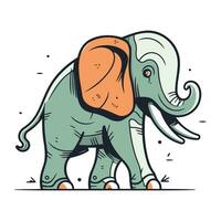 schattig hand- getrokken olifant. vector illustratie in tekening stijl.