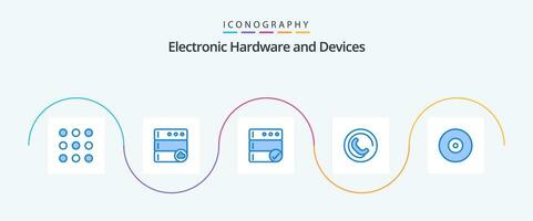 apparaten blauw 5 icoon pak inclusief . server. DVD. blu-ray vector