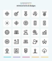 creatief prestaties badges 25 schets icoon pak zo net zo medailles. werken. het beste. sterren. prestatie vector
