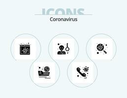 coronavirus glyph icoon pak 5 icoon ontwerp. vind. temperatuur. browser. ziek. koorts vector