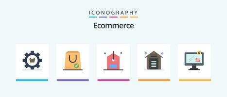 ecommerce vlak 5 icoon pak inclusief opslag. e handel. pakket. e. balie. creatief pictogrammen ontwerp vector