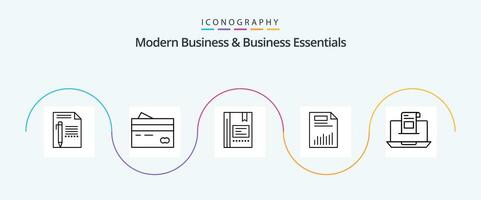 modern bedrijf en bedrijf essentials lijn 5 icoon pak inclusief favoriet. boek. kaart. bladwijzer. geld vector