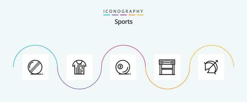 sport- lijn 5 icoon pak inclusief doel. sport. trikot. lijn. zwembad bal vector