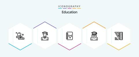 onderwijs 25 lijn icoon pak inclusief . hulpmiddelen. kladblok . geometrisch. vrouw vector