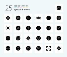 symbolen pijlen 25 solide glyph icoon pak inclusief teken. ronde. cirkel. cirkel. logo vector
