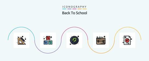 terug naar school- lijn gevulde vlak 5 icoon pak inclusief school. a. onderwijs. a. aktentas vector