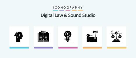 digitaal wet en geluid studio glyph 5 icoon pak inclusief internetten. auteursrechten. wet. logo. oprecht. creatief pictogrammen ontwerp vector