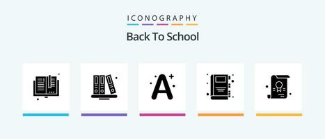 terug naar school- glyph 5 icoon pak inclusief diploma. onderwijs. bibliotheek. e boek. school. creatief pictogrammen ontwerp vector