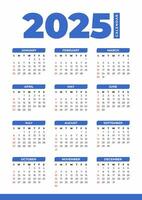 2025 eenvoudig kalender in wit achtergrond vector