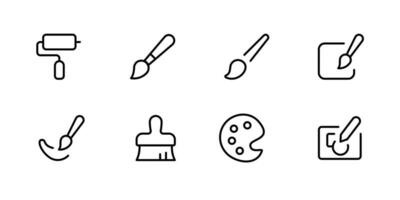 borstel icoon, verf bord, verf borstel, verf rol, bewerkbare beroerte icoon set, vector illustratie, geschikt voor web bladzijde, mobiel app, ui, ux ontwerp.