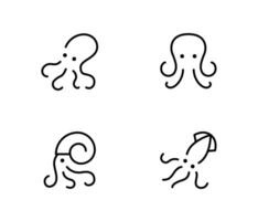 Octopus inktvis logo. kraken, tentakel, aquatisch, oceaan, zeevruchten, monster icoon vlak vector en illustratie, grafisch, bewerkbare hartinfarct. geschikt voor website ontwerp, logo, app, sjabloon, en ui ux.