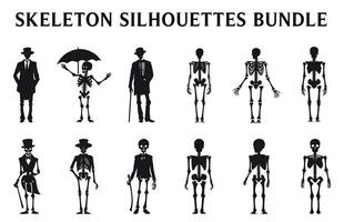 reeks van skeletten vector voor halloween, skelet silhouetten geïsoleerd Aan een wit