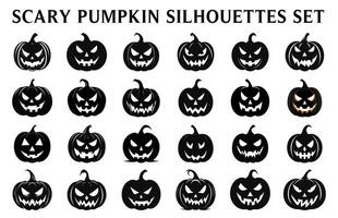 zwart eng pompoenen vector clip art bundel, halloween pompoen silhouet reeks