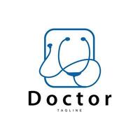 stethoscoop logo, Gezondheid dokter ontwerp gemakkelijk lijn vector symbool illustratie