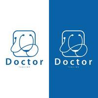 stethoscoop logo, Gezondheid dokter ontwerp gemakkelijk lijn vector symbool illustratie