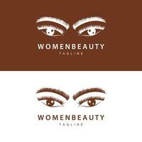 wimper logo, vrouwen oog schoonheid salon gemakkelijk ontwerp met lijn model, vector sjabloon icoon