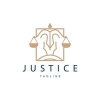 wettelijk gerechtigheid balans logo ontwerp met gemakkelijk lijn model- voor bedrijf merken vector