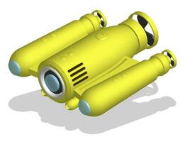 autonoom onderwater- robot dar voor zeebedding exploratie en diep zee video filmen. 3d vector