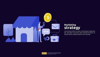 affiliate online social media marketing strategie concept illustratie. vector