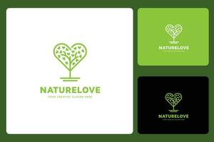 natuurlijk liefde boom logo ontwerp sjabloon vector