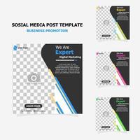 social media postsjabloon set full colour stijl twee vector