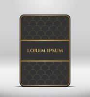 Elegant premium uiterlijk. Donkergrijze kaartvorm met gouden patroon. Vector illustratie.