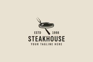 wijnoogst stijl Steak-restaurant logo vector icoon illustratie