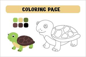 schildpad kleur boek leerzaam spel. kleur boek voor peuter- kinderen. vector illustratie