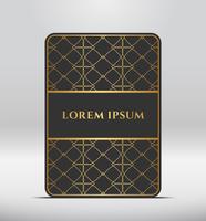 Elegant premium uiterlijk. Donkergrijze kaartvorm met gouden patroon. Vector illustratie.