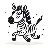 zebra zebra rennen tekenfilm tekening icoon. vector illustratie