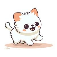 schattig tekenfilm kawaii wit kawaii hond. vector illustratie.