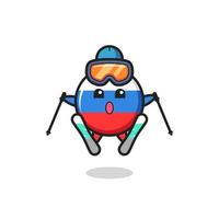 russische vlag badge mascotte karakter als ski-speler vector